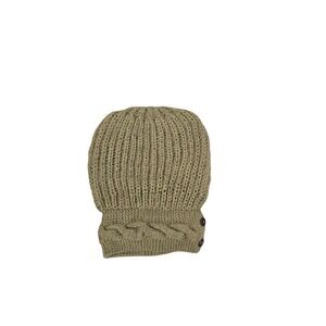 Andes Gifts Knit Beanie Hat Winter Cable Green Acrlyica Warm‎ Button Accent
